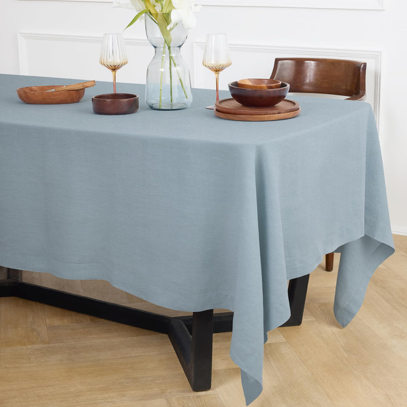 Sonoma - 100% Pure Linen Tablecloth (Prewashed), 132" x 70", Dusty Blue