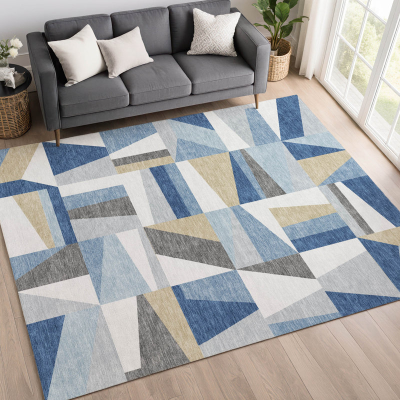 Tapis géométrique intérieur / extérieur lavable à la machine Chantille ACN2327, Rectangle 10 pi x 14 pi