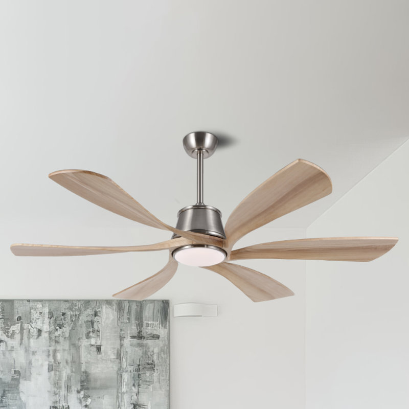 Ventilateur de plafond Hydle 60, Acier inoxydable avec pales brunes