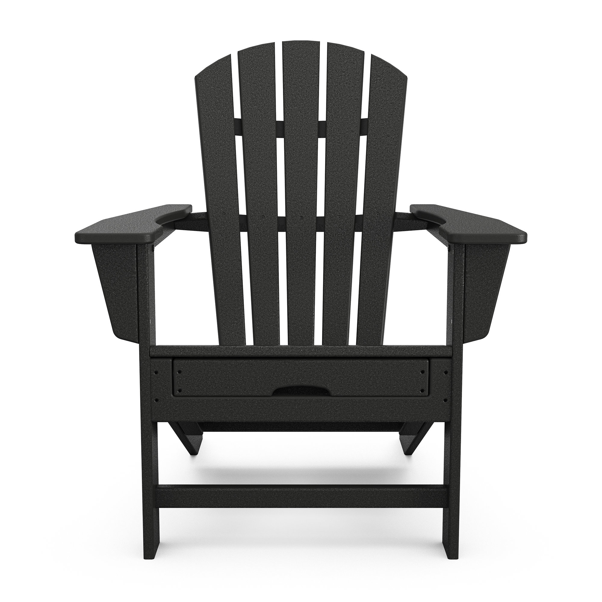 POLYWOOD Adirondack Chair with Hideaway Ottoman, Black