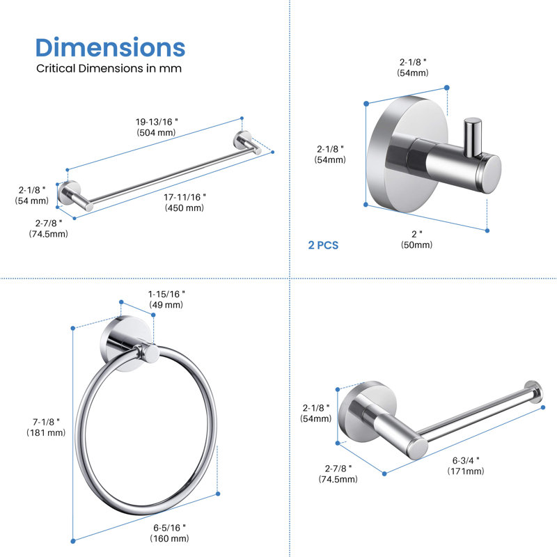 Circular 5 - Piece Bathroom Hardware Set, Chrome