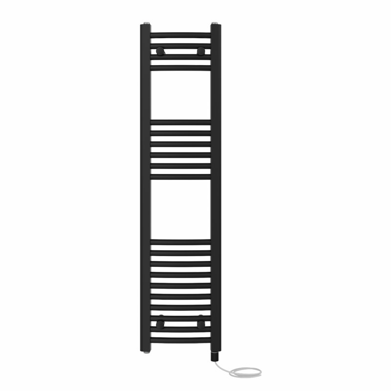 Coady Curved Towel Rail Heated Towel Rails, 120cm H x 30cm W x 3.4cm D, Black