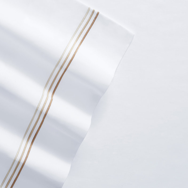 Ensemble de draps en satin de coton 600 fils, Beige, Grand