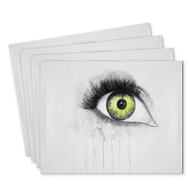 Green Eye Watercolor Polyester Mindaugas - Set of 4 Home Decor
