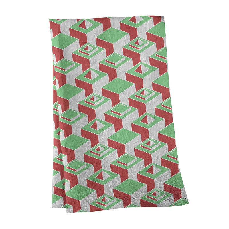 Patricia Geoffrey Tea Towel Kitchen Towel, Green/Pink, Cotton Twill