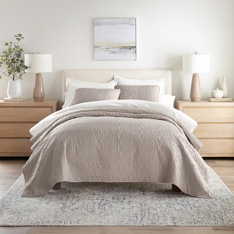 Ensemble de courtepointe Becky Cameron, Latté, Courtepointe simple + 1 taie décorative standard