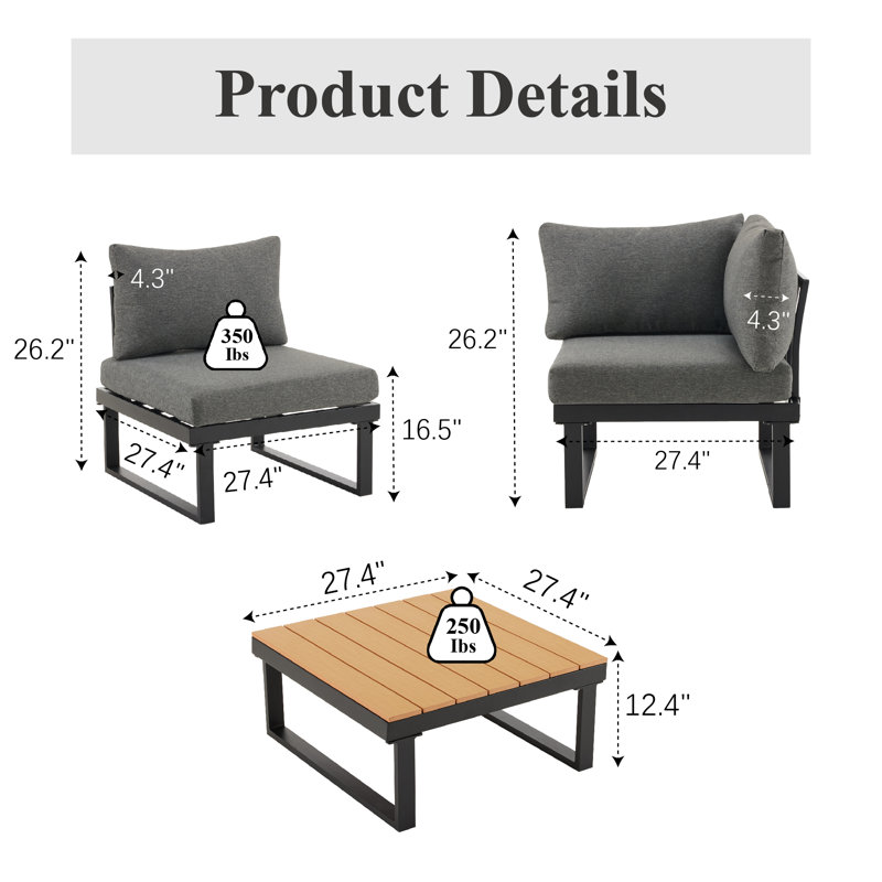 Iresha 6 - Person Modular Patio Conversation Set with Cushions