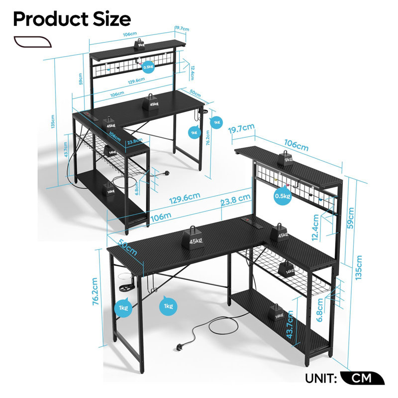 L-Shaped MDF Computer Desk