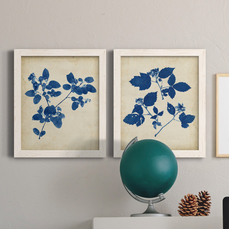 Toile encadrée Indigo Leaf Study, H 20 po x l 17 po x P 1 po, Toile blanche encadrée, Pas de tapis