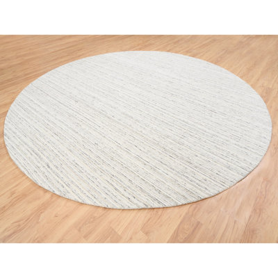 Piaras One-of-a-Kind 12' Round/Square New Age Round Area Rug in Gray