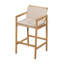 Tabouret de bar d'extérieur en bois, bois fini teck avec coussin beige, ensemble de 2
