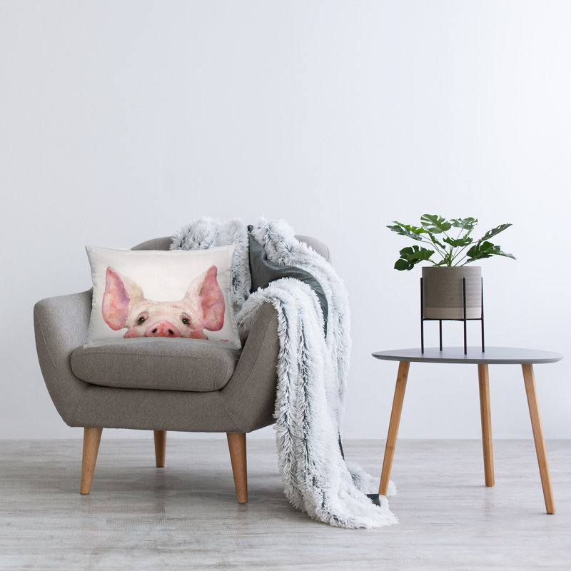 Coussin décoratif mignon avec visage de porcelet imprimé par GeorgeDyachenkoArt