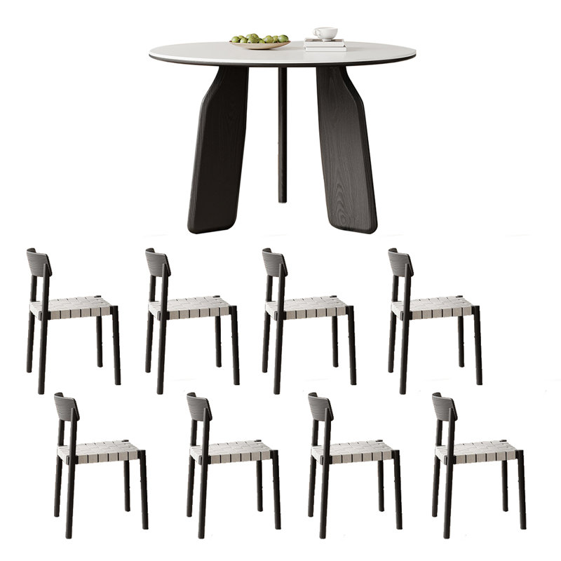 Ensemble de table de salle à manger rond en chêne simple., H 29,53 po x L 51,18 po x l 51,18 po