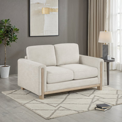 Kaltcheva 58.5" Modern & Contemporary Textured Fabric Loveseat with Durable Solid Wood Frame and High-Density Foam & Pocket Coils