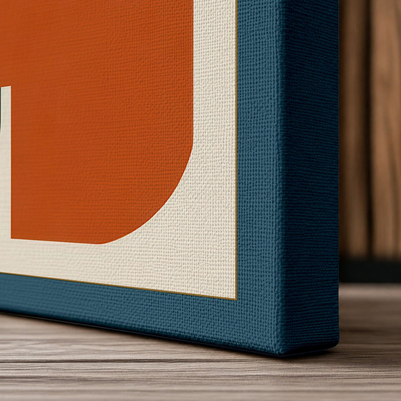 Geometric Harmony Mid-Century - Wrapped Canvas, 36x24 - 91.4 x 61.0 cm, Teal Border
