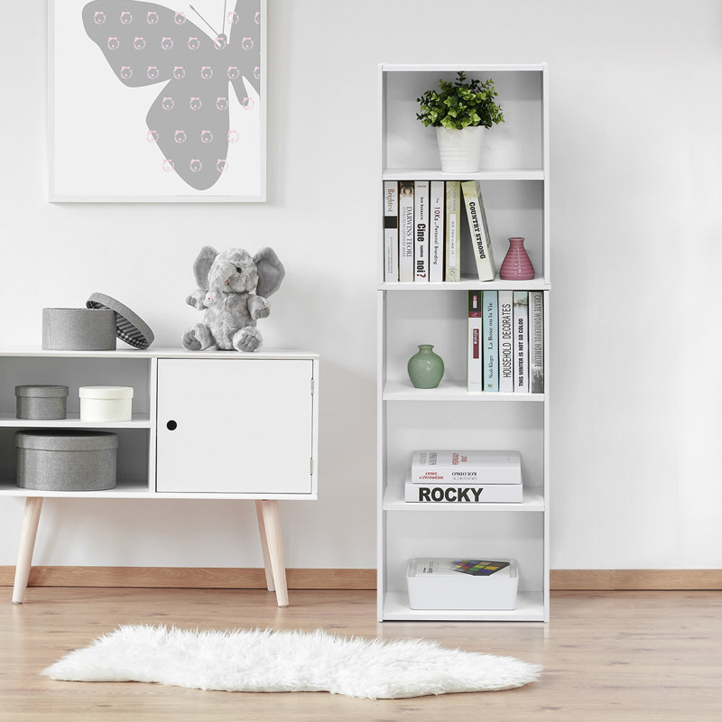 Aliesha Open Shelf Bookcase, 132.1cm H x 40.1cm W x 23.9cm D, White