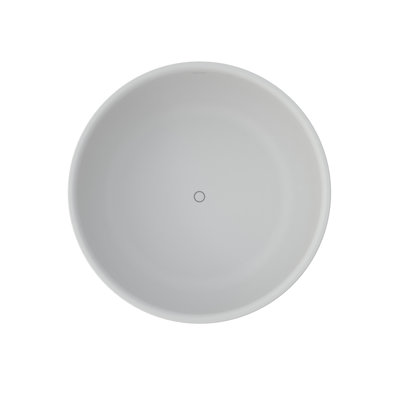 CASAINC 59" Round Solid Surface Freestanding Soaking White Bathtub With Drain
