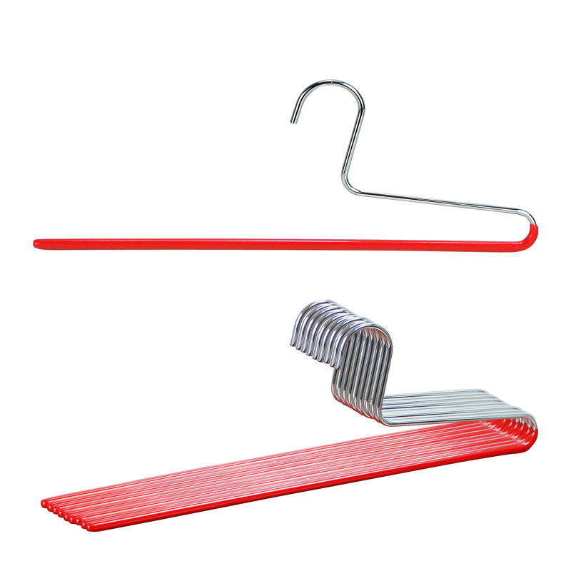 Cintres en métal antidérapants standard pour jupe / pantalons, Rouge / argenté