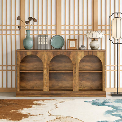 Farmhouse Entryway Table with 3 Tier Storage