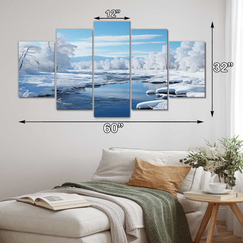 «White Winter Harmony IV», impression sur toile - 5 panneaux