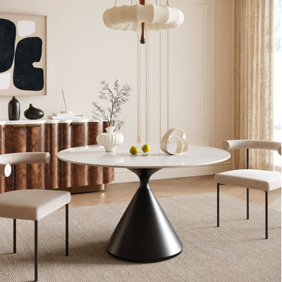 45.2" Sintered Stone Round Dining Table For 4-6