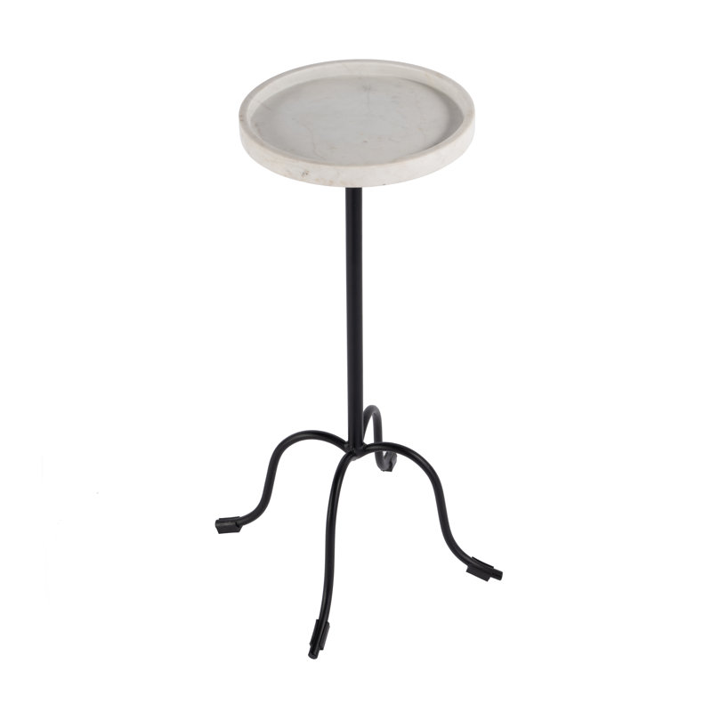 Esmeray 10 in. W Round Marble and Iron Side Table