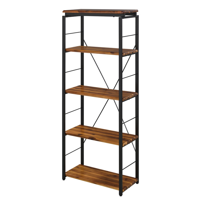 Bibliothèque chêne et noire à 4 tablettes, Chêne / noir, H 54,5 po x l 24,5 po x P 11,5 po