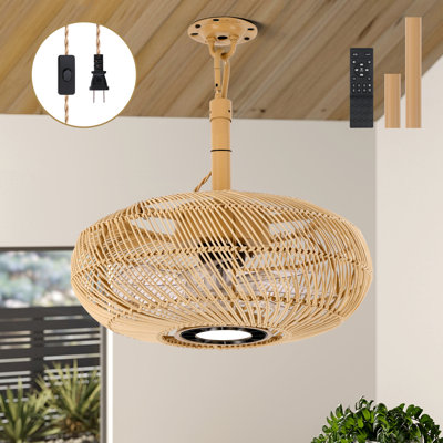 15" Boho Plug-in Ceiling Fan With Remote Control Included