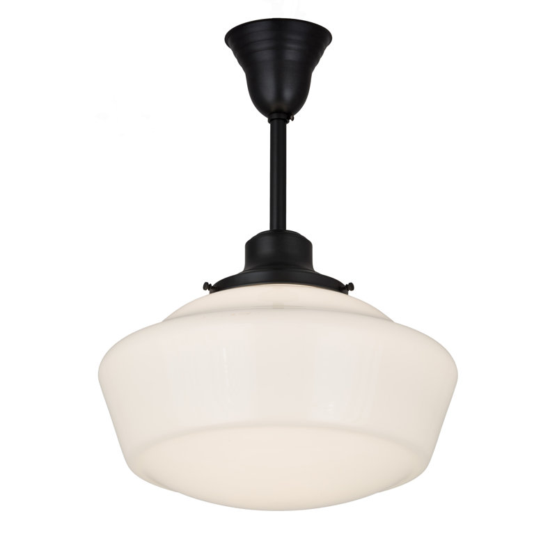 Luminaire suspendu 1 lumières scolaire single Moshier, H 22 po x l 16 po x p 16 po, Noir