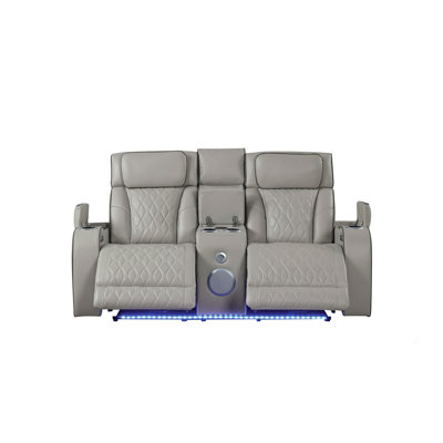 Causeuse inclinable de style moderne rembourrée en bois avec fonction de massage incluse - gris