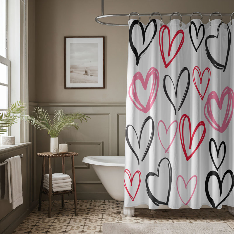 Heartfelt Scribbles - Rideau de douche standard 1 pièce, H 74 po x l 71 po