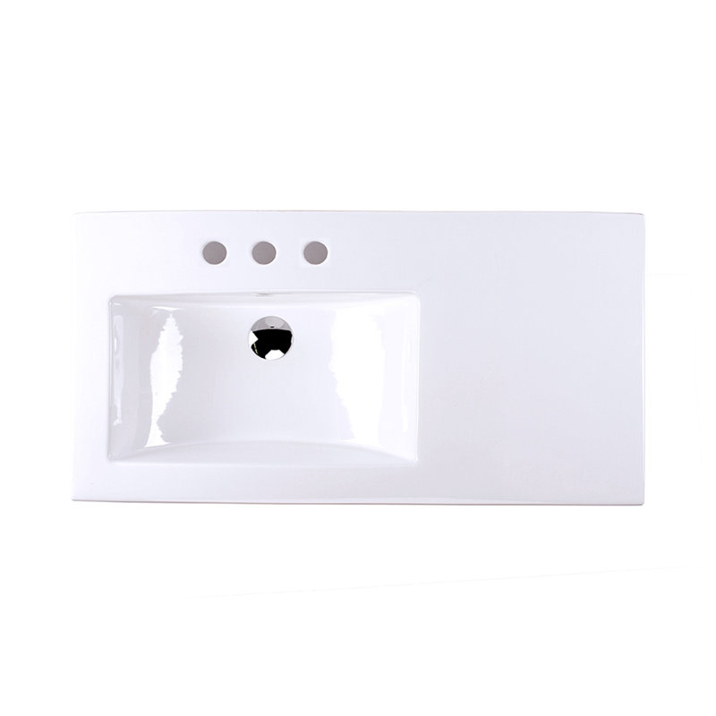 Aquaquattro 35.25'' L Bathroom Sink, 3 Hole - 8" Centers