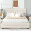 Grand lit plateforme tapissier avec gigogne et 2 tiroirs de rangement, structure de lit moderne en tissu de lin