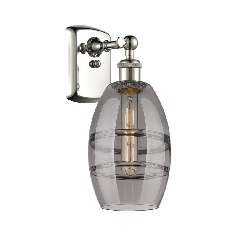 Applique murale en acier Bettylou, H 9,13 po x l 5,88 po x P 7,06 po, Gris fumée clair, Nickel poli