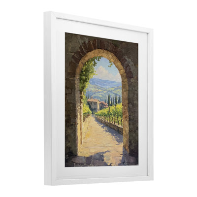 Tranquil Garden Arch Framed Print Under Glass, design by Petal Prints Design