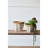Set Of 2 White And Brown Cement Planters With V Pattern, L:D10x8"  S:D8x6.5"