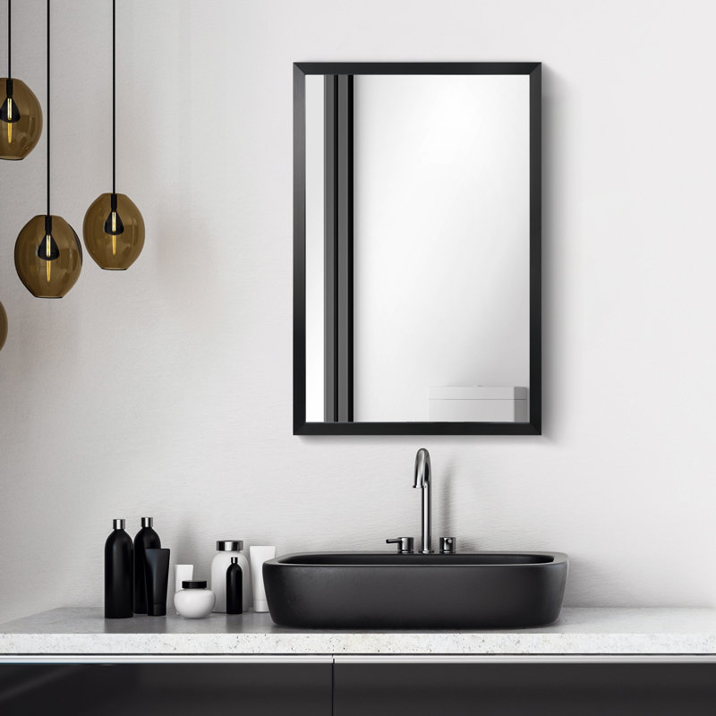 Humber Stainless Steel Rectangle Mirror, Brushed Black