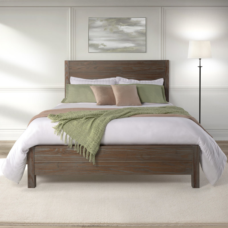 Cadre de lit en bois massif noyer Nevada, Lit double