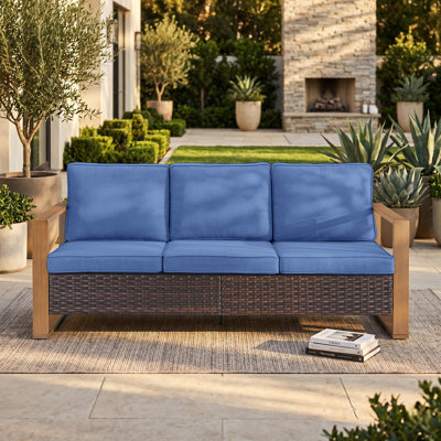 Allcot Patio Outdoor PE Wicker Sofa With Cushions