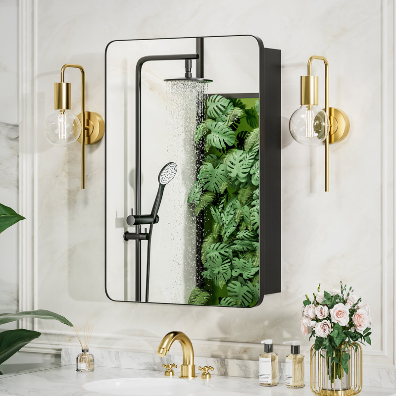 Recessed or Surface Wall Mount Medicine Cabinet with Mirror & Adjustable Shelves, 30" H x 20" W