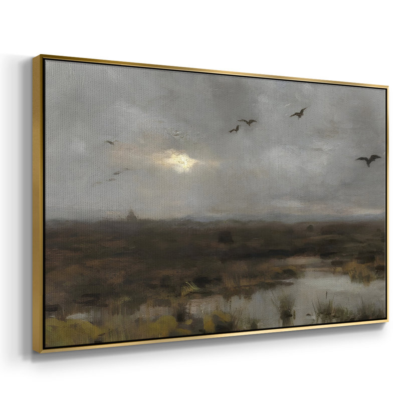 Paysage rétro-DLXIX, Toile avec cadre flottant or, 25" H x 17" W