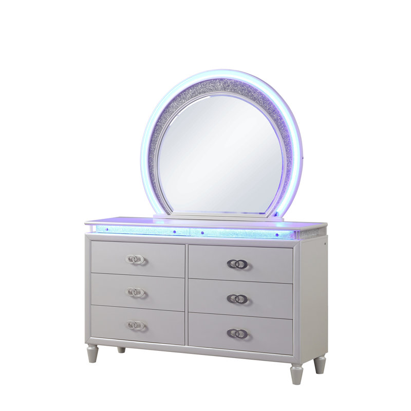 Commode 6 tiroirs à DEL en bois