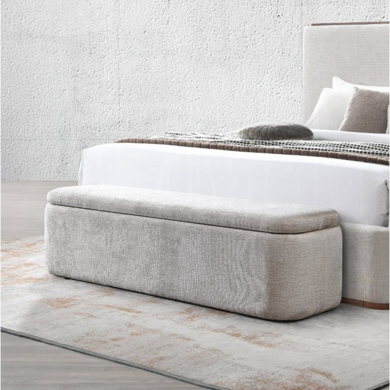 Banc en lin gris avec rangement Orane