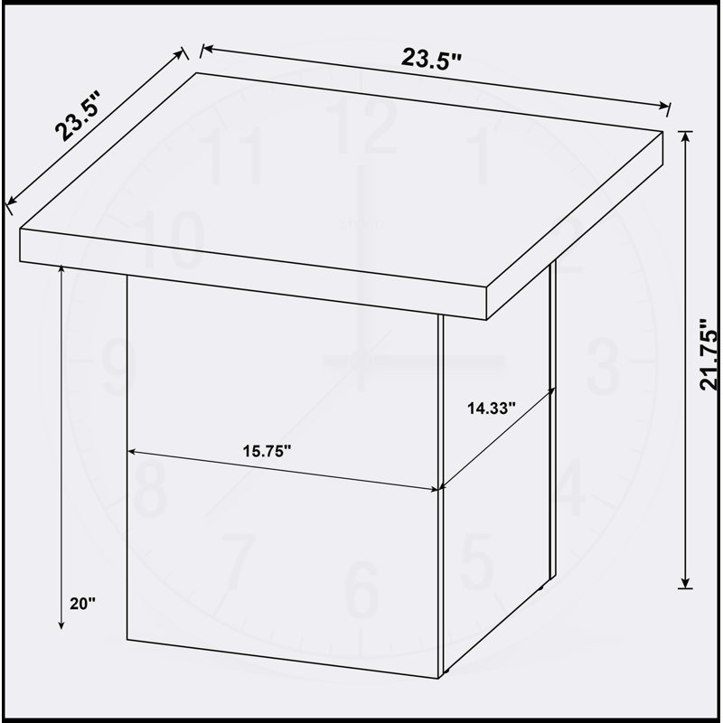 Table de bout carrée Exeter avec placage noir moderne, design minimaliste pour espaces contemporains et espace de présentation supplémentaire.