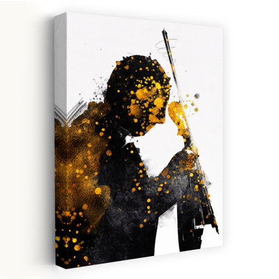 Golden Cello Silhouette Abstract Contemporary