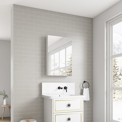 Armoire à pharmacie de salle de bain 20 po x 30 po, rebords à miroir biseauté, porte à droite, vaste rangement pour déodorant, miroir haut, charnières, armoire en bois d'ingénierie blanc l 20 po x H 30 po avec ouverture de porte, suffisante