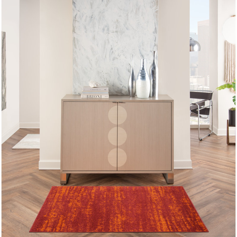 Pentworth Machine Woven Chenille Indoor/Outdoor Area Rug in Red, Rectangle 2' x 4'