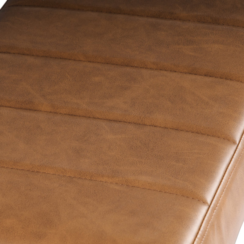 Homepop Theodore Small Ottoman - Faux Leather, Theodore Ottoman Camel Brown Faux Leather