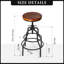 Tabouret de bar industriel rétro Vintage - Tabouret de bar pivotant rustique - Tabouret rond en métal et en bois