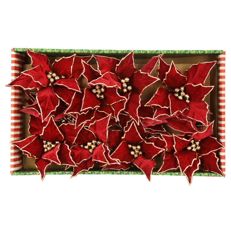 Glitter Poinsettia, 9.5 Inches, Red